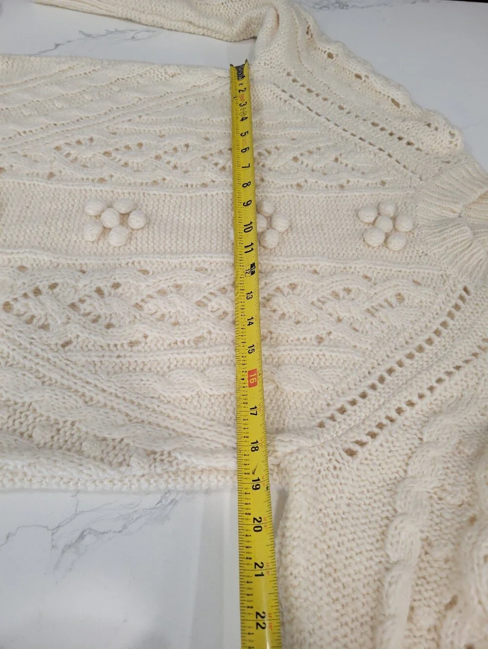 J. Crew Cream Bobble Cable Knit Cottage Academia Cozy Sweater Small